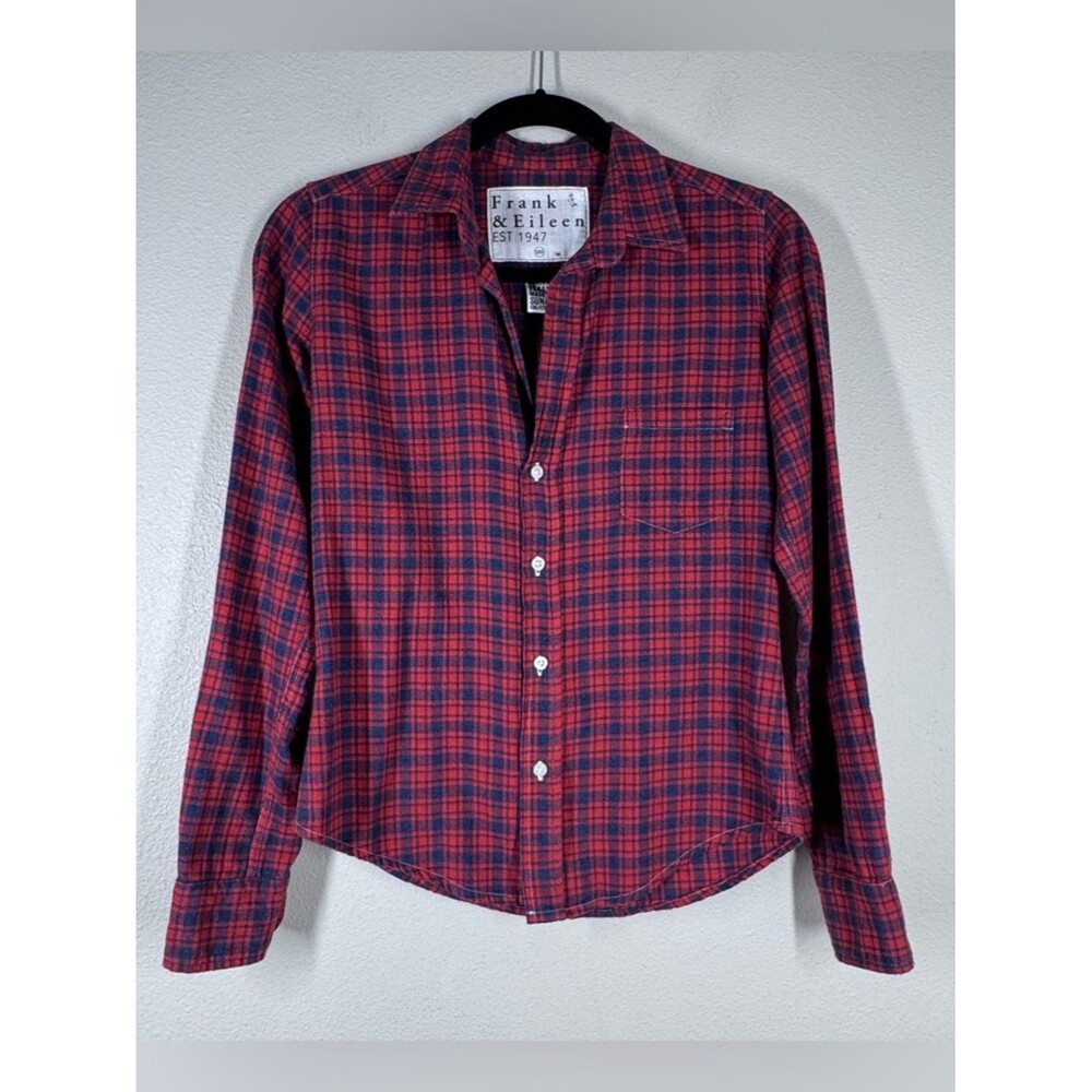 Frank And Eileen Plaid Barry Shirt Red Blue Cotton Button Up USA Women’s XXS